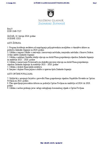 Službeni glasnik Zadarske županije : 31,9(2024)
