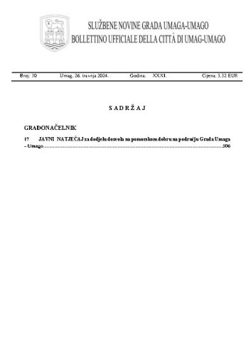 Službene novine grada Umaga  : Gazzetta ufficiale della città di Umago : 31,10(2024)