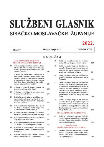Službeni glasnik Sisačko-moslavačke županije : 29,8(2022) /  glavni i odgovorni urednik Branka Šimanović.