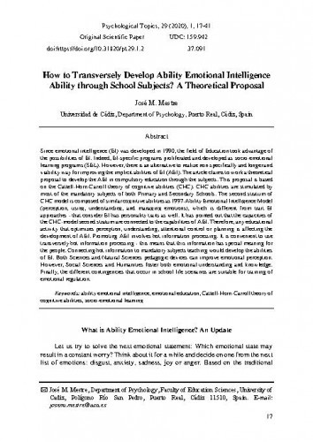 How to transversely develop ability emotional intelligence ability through school subjects? : A theoretical proposal / José M. Mestre.