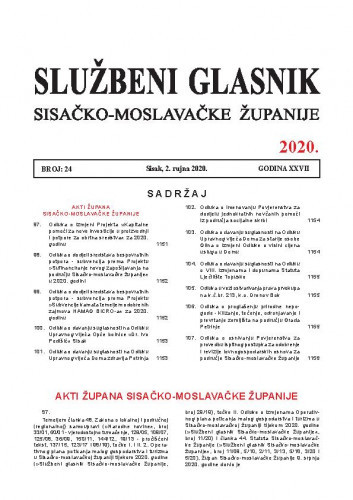 Službeni glasnik Sisačko-moslavačke županije : 27,24(2020) / glavni i odgovorni urednik Vesna Krnjaić.