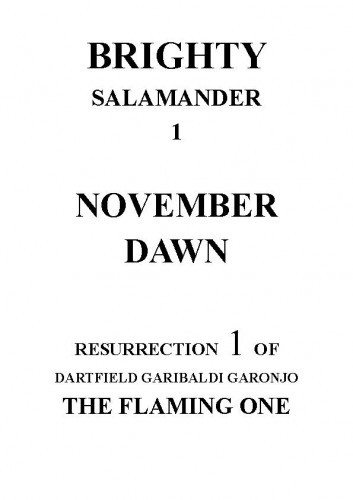 November dawn   : resurrection of Dartfield Garibaldi Garonjo the flaming one  / Brighty Salamander.