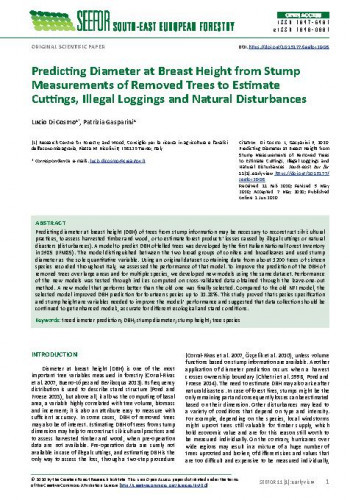 Predicting diameter at breast height from stump measurements of removed trees to estimate cuttings, illegal loggings and natural disturbances / Lucio Di Cosmo, Patrizia Gasparini.