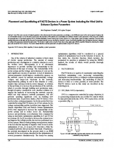 Placement and quantitating of FACTS devices in a power system including the wind unit to enhance system parameters / Amir Bagheran Sharbaf, Ali Asghar Shojaei.