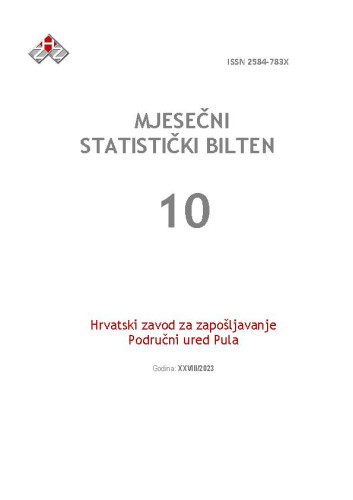 Mjesečni statistički bilten : 28,10(2023)  / Hrvatski zavod za zapošljavanje, Područni ured Pula ; urednica Tanja Lorencin Matić.