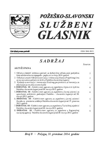 Požeško-slavonski službeni glasnik : 8(2014)  / odgovorni urednik Željko Obradović.