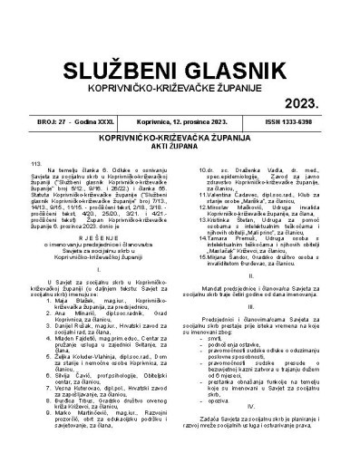 Službeni glasnik Koprivničko-križevačke županije : 31,27 (2023)  / glavni i odgovorni urednik Ljubica Belobrk Flamaceta.