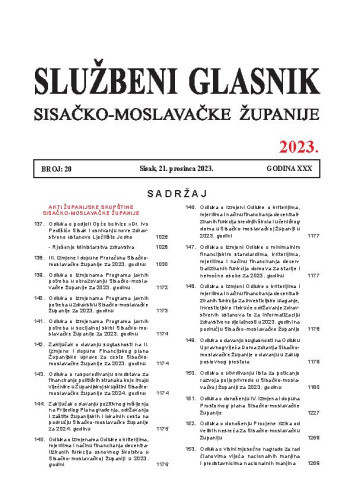 Službeni glasnik Sisačko-moslavačke županije : 30,20(2023)  / glavni i odgovorni urednik Branka Šimanović.