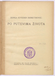 Po putevima života : novele i crtice / Zofika Kveder Demetrović.