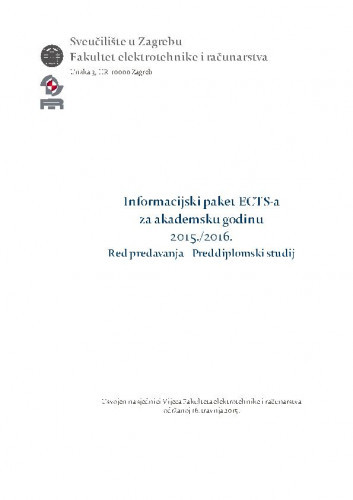 Informacijski paket ECTS-a za akademsku godinu ...  : red predavanja – preddiplomski studij : 2015/2016 / urednik Marko Delimar.