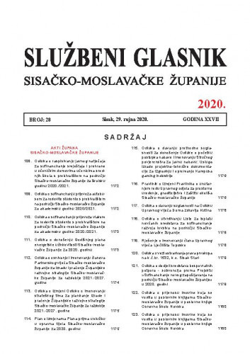 Službeni glasnik Sisačko-moslavačke županije : 27,28(2020) / glavni i odgovorni urednik Vesna Krnjaić.