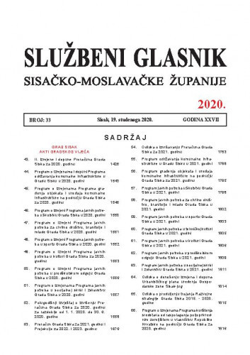 Službeni glasnik Sisačko-moslavačke županije : 27,33(2020) / glavni i odgovorni urednik Vesna Krnjaić.