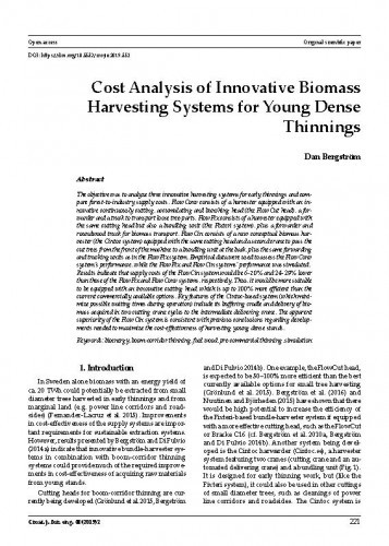 Cost analysis of innovative biomass harvesting systems for young dense thinnings / Dan Bergström.