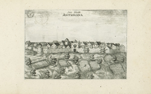 Antignana / [gravirao Andreas Trost; prema crtežu Janeza Vajkarda Valvasora].