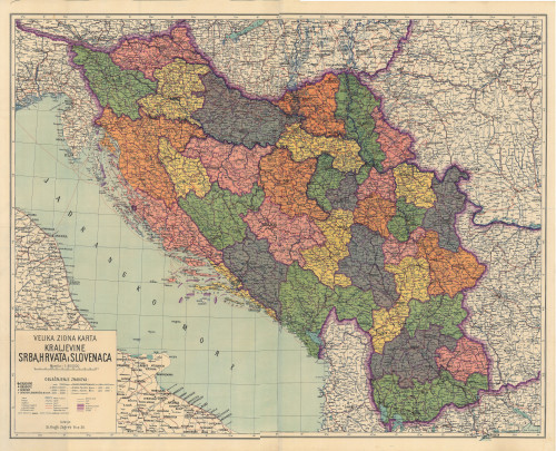 Velika zidna karta Kraljevine Srba, Hrvata i Slovenaca.