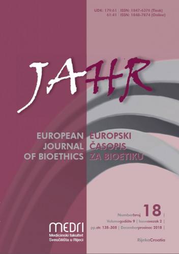JAHR : europski časopis za bioetiku = European journal of bioethics: 9,18(2018) / glavni urednik, editor-in-chief Igor Eterović.