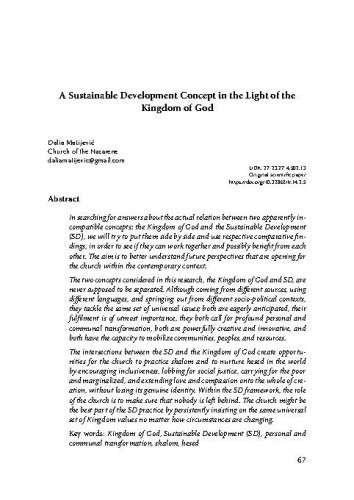 A sustainable development concept in the light of the Kingdom of God / Dalia Matijević.
