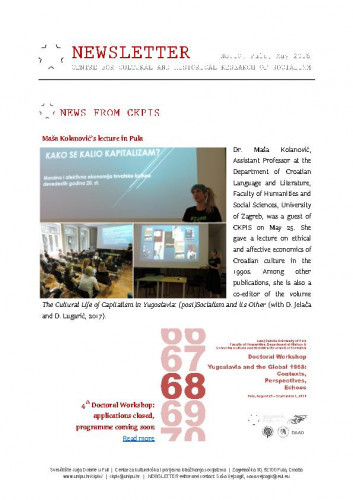 Newsletter : 19(2018) / Centre for Cultural and Historical Research of Socialism = Centar za kultorološka i povijesna istraživanja socijalizma ; editor Saša Vejzagić.