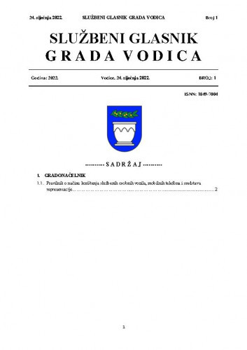 Službeni glasnik Grada Vodica : 1(2022) /