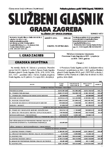 Službeni glasnik grada Zagreba : 67,24(2023)  / glavna urednica Mirjana Lichtner Kristić.