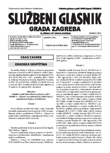 Službeni glasnik grada Zagreba : 67,3(2023)  / glavna urednica Mirjana Lichtner Kristić.