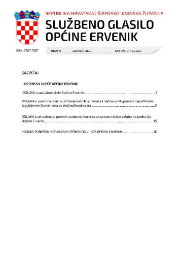 Službeno glasilo Općine Ervenik : 9(2022)  / glavni i odgovorni urednik Predrag Burza.