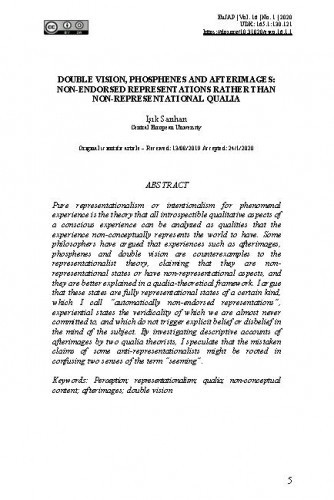Double vision, phosphenes and afterimages : non-endorsed representations rather than non-representational qualia / Işık Sarıhan.