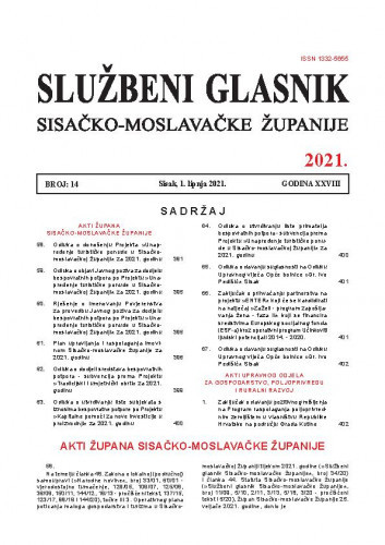 Službeni glasnik Sisačko-moslavačke županije : 28,14(2021) / glavni i odgovorni urednik Vesna Krnjaić.