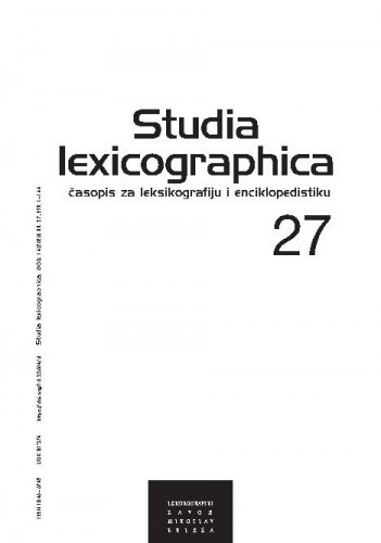 Studia lexicographica : 14,27(2020) / glavni i odgovorni urednik, editor-in-chief Damir Boras.