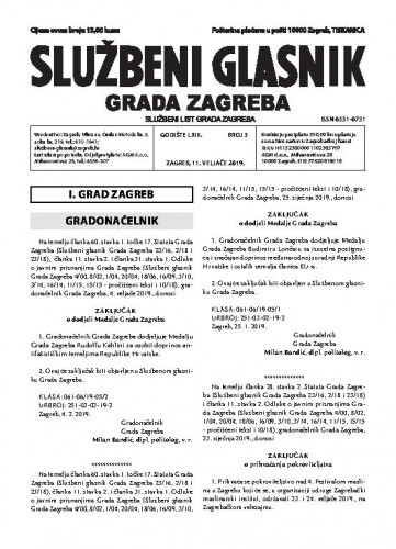 Službeni glasnik grada Zagreba : 63,3(2019) / glavna urednica Mirjana Lichtner Kristić.