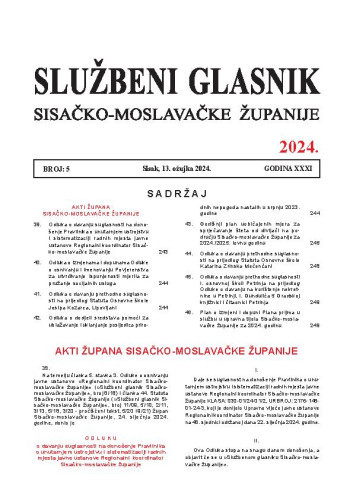 Službeni glasnik Sisačko-moslavačke županije : 31,5(2024)  / glavni i odgovorni urednik Branka Šimanović.