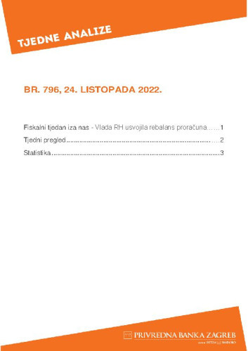 PBZ tjedne analize : 796(2022) /  Privredna banka Zagreb.