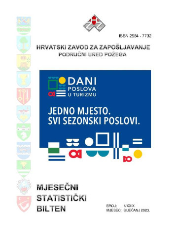 Mjesečni statistički bilten : 29,1(2023)  / Hrvatski zavod za zapošljavanje, Područni ured Požega ; uredništvo Martina Keller.