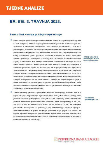 PBZ tjedne analize : 815(2023)  / Privredna banka Zagreb.