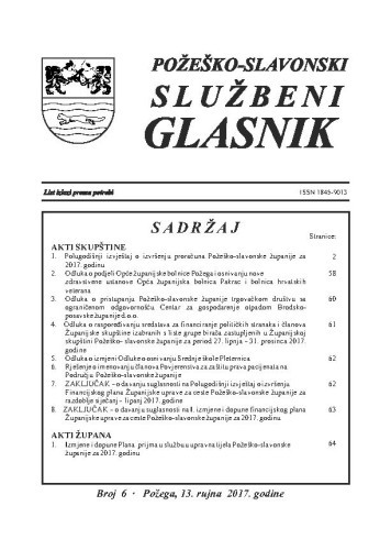 Požeško-slavonski službeni glasnik : 6(2017)  / odgovorni urednik Željko Obradović.