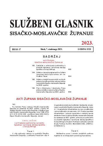 Službeni glasnik Sisačko-moslavačke županije : 30,17(2023)  / glavni i odgovorni urednik Branka Šimanović.