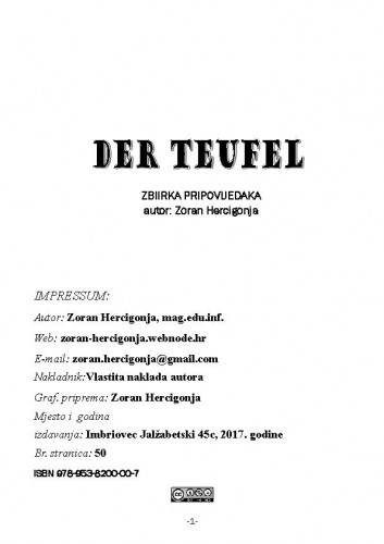 Der Teufel : zbirka pripovijedaka / autor Zoran Hercigonja.