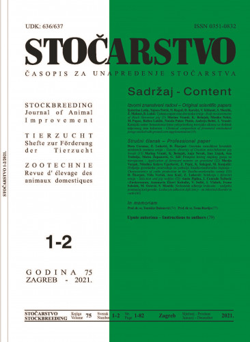 Stočarstvo : časopis za unapređenje stočarstva : 75,1/2(2021) / glavni urednik Tomislav Balenović.