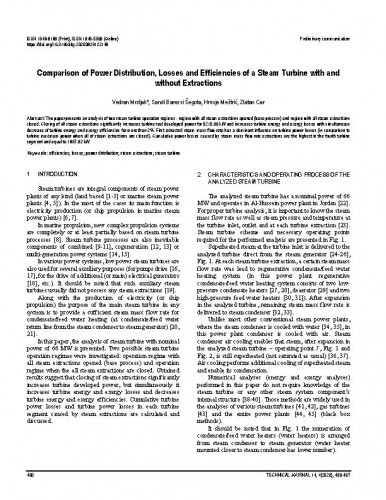 Comparison of power distribution, losses and efficiencies of a steam turbine with and without extractions / Vedran Mrzljak, Sandi Baressi Šegota, Hrvoje Meštrić, Zlatan Car.