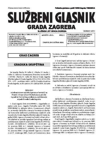 Službeni glasnik grada Zagreba : 68,3(2024)  / glavna urednica Mirjana Lichtner Kristić.