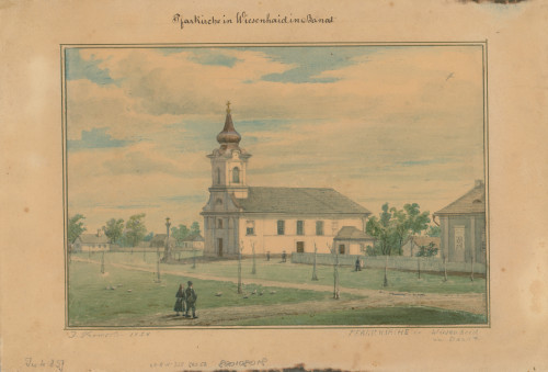 Pfarrkirche in Wiesenheid in Banat  / J.[Joseph] Proksch