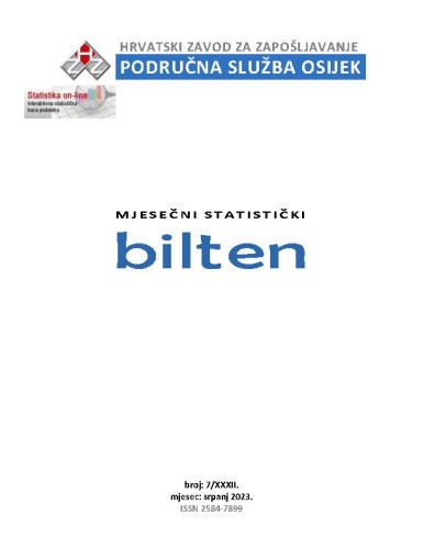 Mjesečni statistički bilten : 32,7 (2023)  / Hrvatski zavod za zapošljavanje, Regionalni ured Osijek ; glavni urednik Beba Madunović.