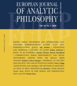 European journal of analytic philosophy : 16,1(2020) / editor-in-chief Marko Jurjako.