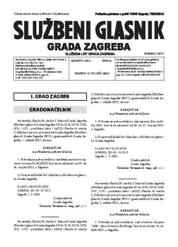Službeni glasnik grada Zagreba : 67,6(2023)  / glavna urednica Mirjana Lichtner Kristić.