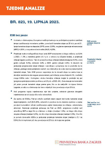 PBZ tjedne analize : 823(2023)  / Privredna banka Zagreb.