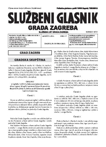 Službeni glasnik grada Zagreba : 67,17(2023)  / glavna urednica Mirjana Lichtner Kristić.