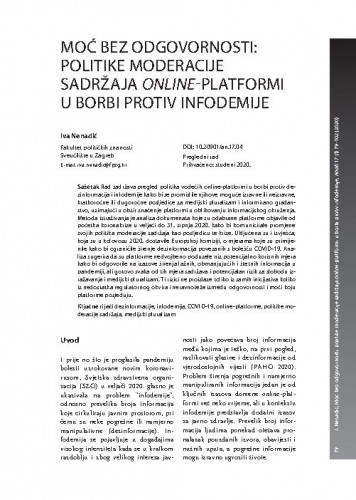 Moć bez odgovornosti : politike moderacije sadržaja online-platformi u borbi protiv infodemije / Iva Nenadić.