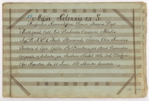 Missa solemnis ex G  composita et dedicata per Jacobum Haibel