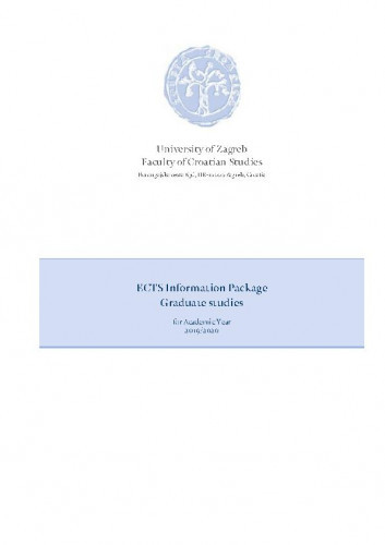 ECTS information package : graduate study : 2019/2020 / editor Dario Vučenović.