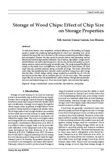 Storage of wood chips : effect of chip size on storage properties / Erik Anerud, Gunnar Larsson, Lars Eliasson.